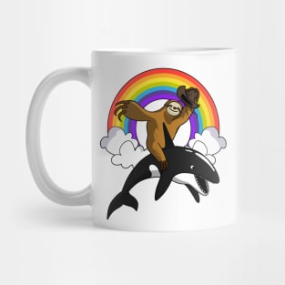 Sloth Riding Orca Whale Mug